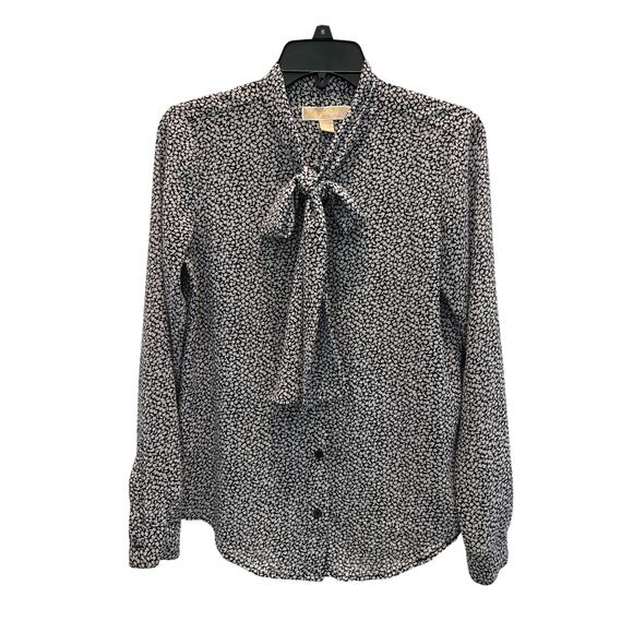 Michael Kohrs Dress Shirt Black & White with Tie Neck, Size Small - Picture 7 of 9